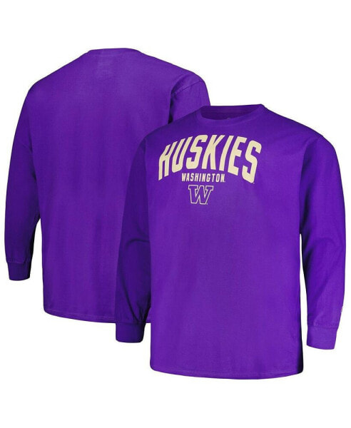 Men's Purple Washington Huskies Big and Tall Arch Long Sleeve T-shirt