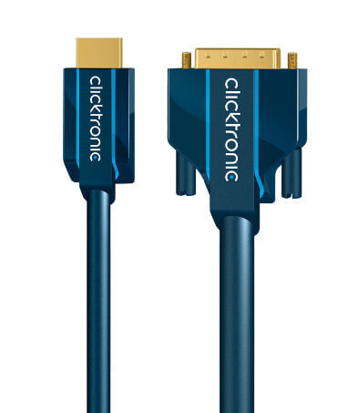 ClickTronic 7.5m HDMI/DVI Adapter - 7.5 m - HDMI - DVI-D - Gold - 4.95 Gbit/s - Blue