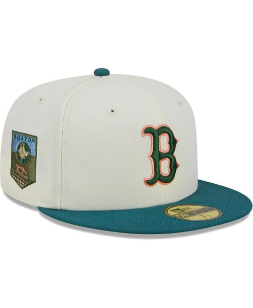 Men's Cream Boston Red Sox Chrome Evergreen 59FIFTY Fitted Hat