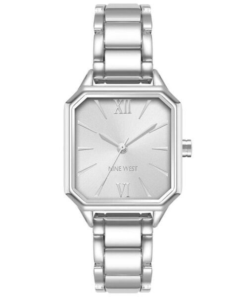 Women's Quartz Square Silver-Tone Alloy Link Bracelet Watch, 27mm