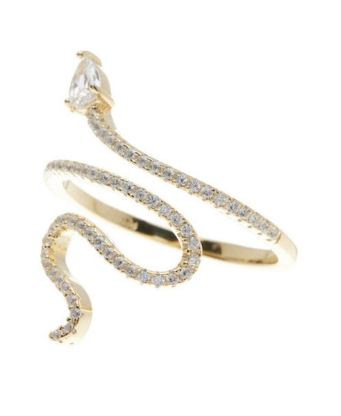 14K Gold Plated Crystal Snake Ring