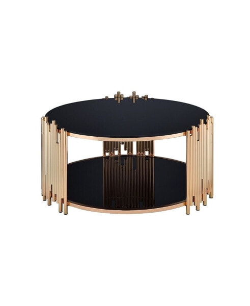 Tanquin Coffee Table In Gold & Black Glass