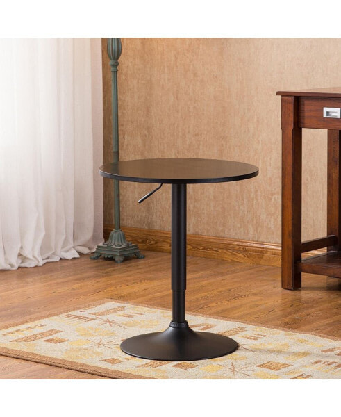 Belham Black Round Top Adjustable Height with Black Leg And Base Metal Bar Table