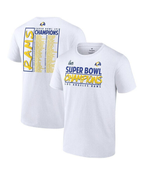 Men's White Los Angeles Rams Super Bowl LVI Champions Stacked Roster T-shirt