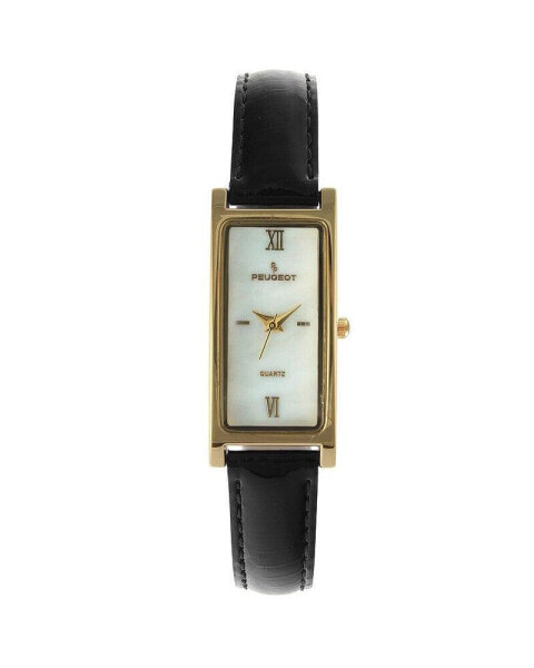 Часы наручные PEUGEOT женские 36х18 мм с глянцевым черным ремешком