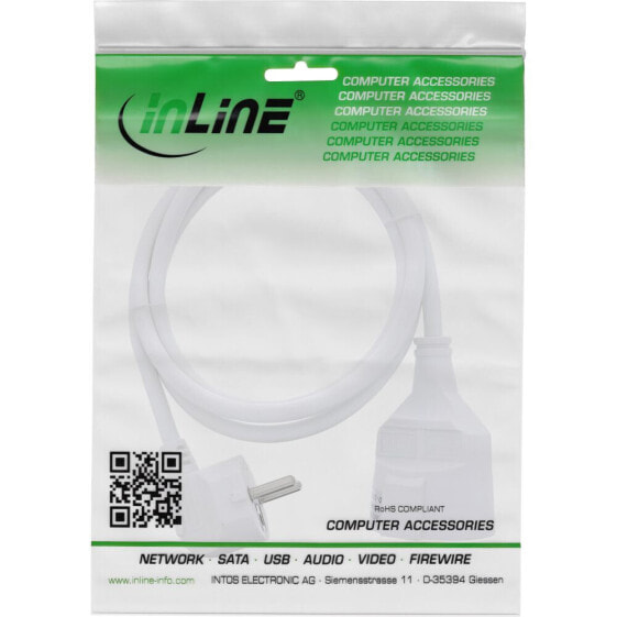 InLine Power Extension Cable Type F angled - white - 2m