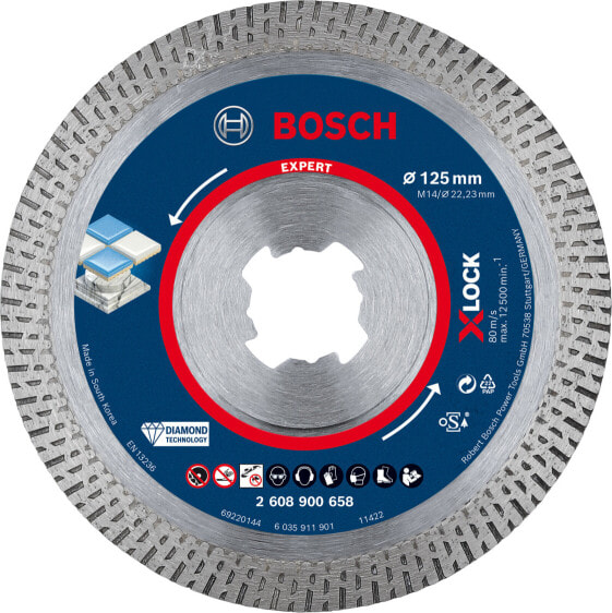 Bosch EXPERT HardCeramic X-LOCK Diamanttrennscheiben, 125 x 22,23 x 1,6 x 10 mm