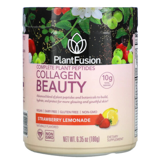 Коллагеновый напиток PlantFusion для здоровья кожи "Complete Plant Peptides", клубника и лимон, 180 г