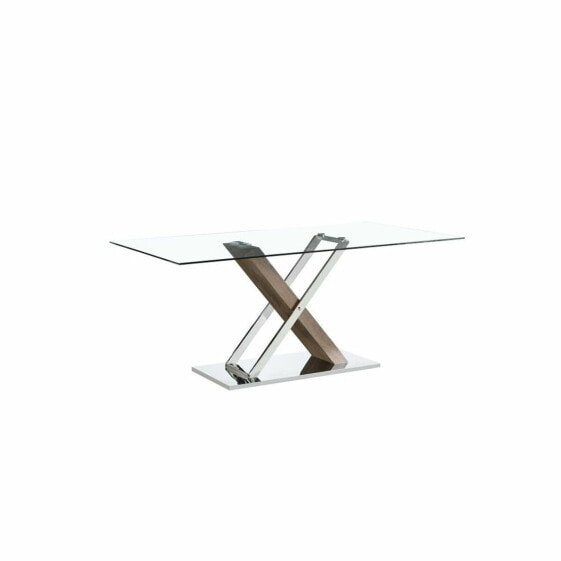 Обеденный стол DKD Home Decor 180 x 100 x 78 cm Серебристый Коричневый Сталь Темно-коричневый Деревянный MDF