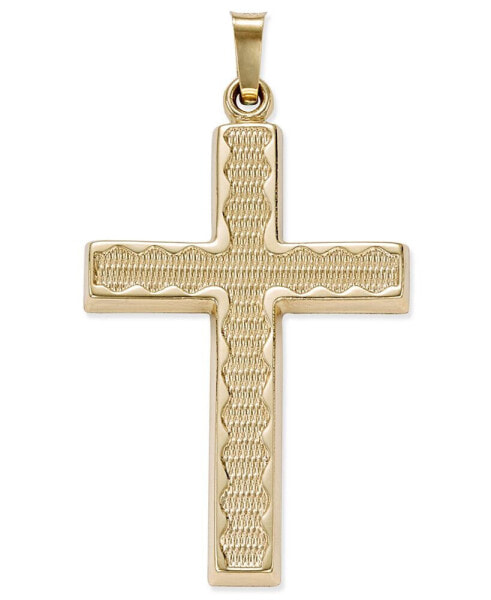 Macy's rippled Edge Cross Pendant in 14k Yellow Gold