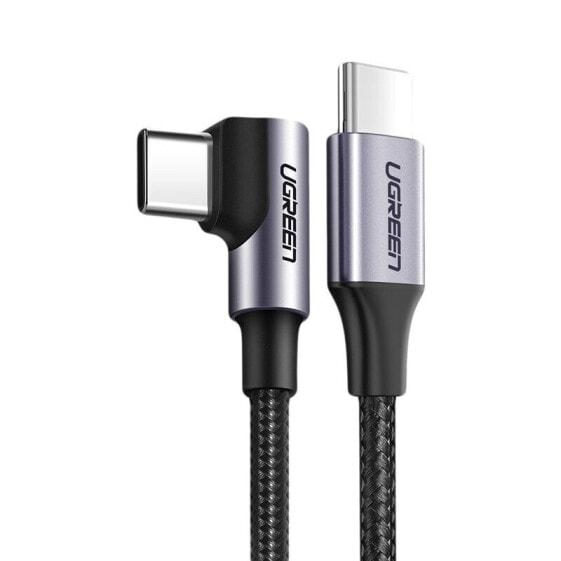 Kątowy kabel przewód USB-C Power Delivery 60W 20V 3A 2m czarno-szary