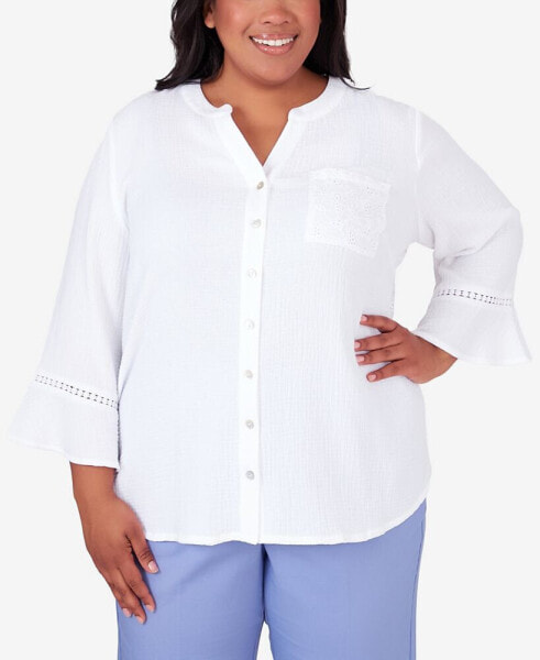 Plus Size Summer Breeze Button Down Gauze Top