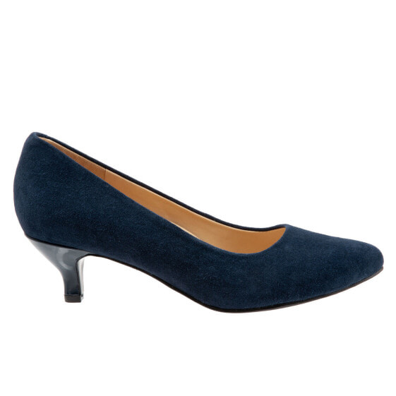 Trotters Kiera T1805-405 Womens Blue Leather Slip On Pumps Heels Shoes