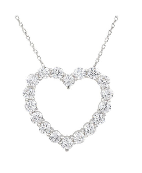 Suzy Levian New York suzy Levian Sterling Silver Cubic Zirconia Large Open Heart Pendant Necklace