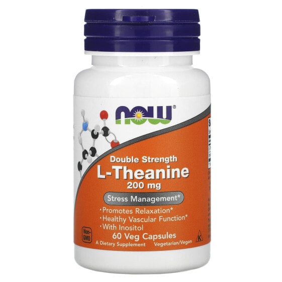 Витамины для нервной системы NOW Double Strength L-Theanine, 200 мг, 120 капсул