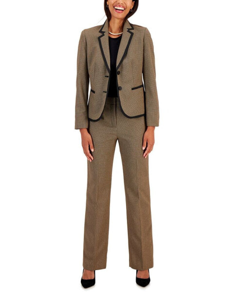 Women's Houndstooth Framed Double-Button Jacket & Straight-Leg 2-Pc. Pantsuit