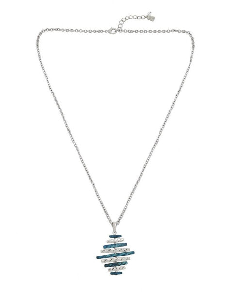 Blue Patina Kite Pendant Long Necklace