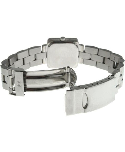 Women's Silver Luxury Small Square Link Bracelet White Dial Watch