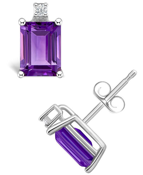 Amethyst (1-1/10 ct. t.w.) and Diamond Accent Stud Earrings in 14K Yellow Gold or 14K White Gold