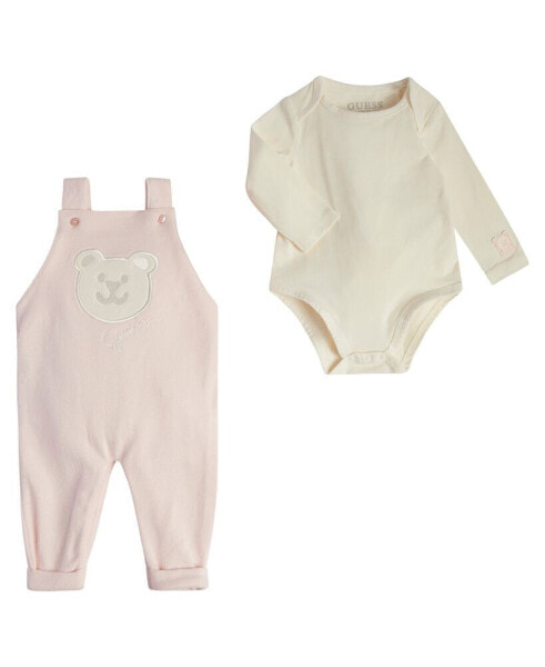 Baby Girls Bodysuit and Heavy Knit Jersey Overall, 2 Piece Set