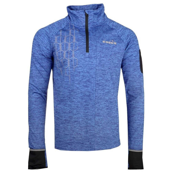 Diadora Warm Up Winter Sweat Be One Running Pullover Shirt Mens Blue Casual Tops