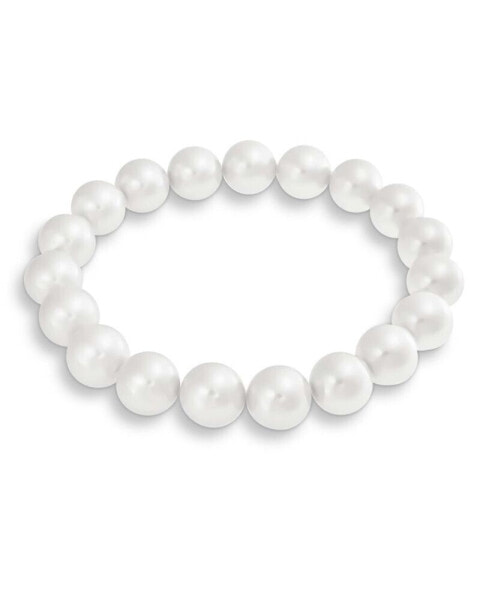 Fashion Simple Ball Round Stackable Single Strand Stretch White Simulated Pearl Bracelet For Women For 10MM