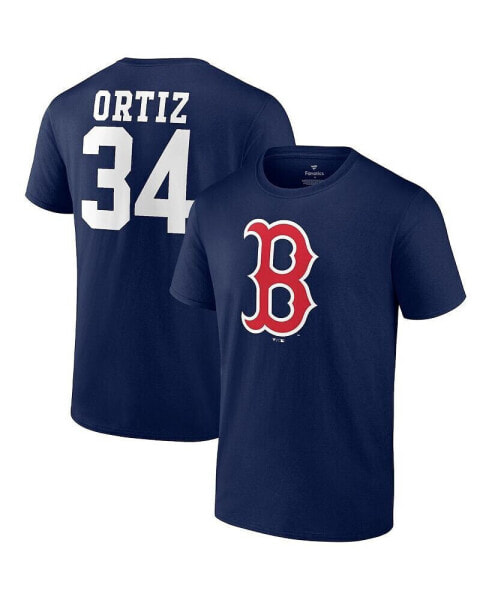 Men's David Ortiz Navy Boston Red Sox Logo Graphic T-shirt