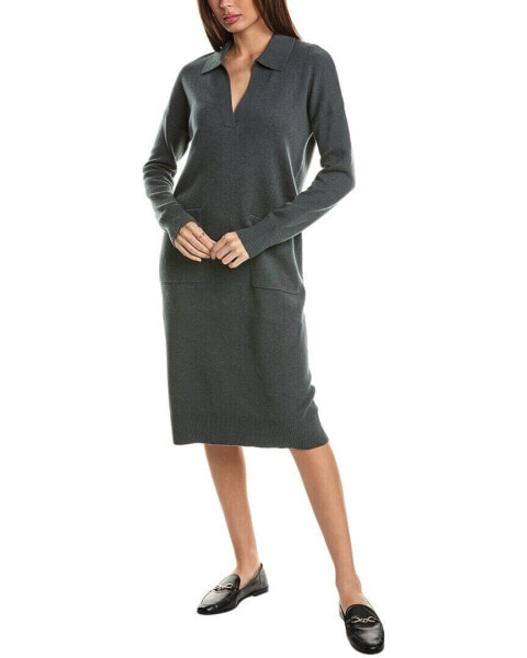 Forte Cashmere Split Neck Polo Cashmere-Blend Sweaterdress Women's