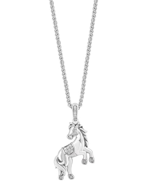 EFFY Collection eFFY® Diamond Horse 18" Pendant Necklace (1/20 ct. t.w.) in Sterling Silver