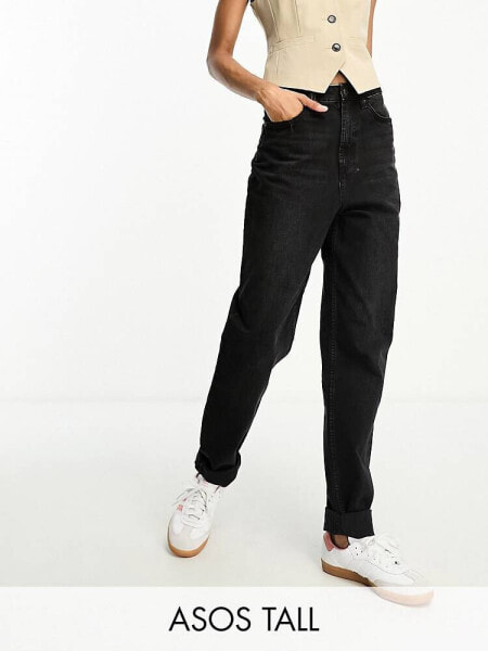ASOS DESIGN Tall relaxed mom jeans in black