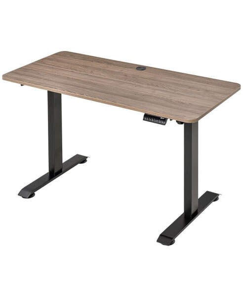 Electric Height Adjustable Standing Desk with 54" Desktop, Teak/Black