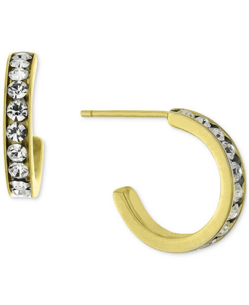 Crystal Small Hoop Earrings in 18k Gold-Plated Sterling Silver, 0.59", Created for Macy's