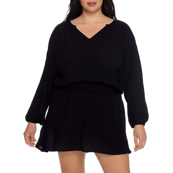 Raisins Curve Womens Plus Size Maui Cover-Up Dress Swimwear, 3X, Black