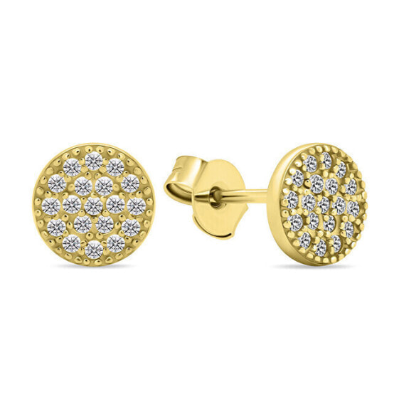 Elegant gold-plated stud earrings with zircons EA570Y