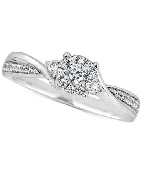 Diamond Cluster Engagement Ring (1/3 ct. t.w.) in 14k White Gold