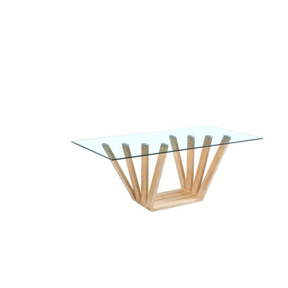 Обеденный стол DKD Home Decor Стеклянный Коричневый Прозрачный орех (200 x 100 x 75 cm)