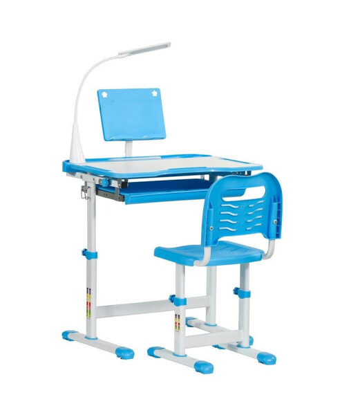 Functional Kids Desk and Chair Set Height Adjustable School Study Table