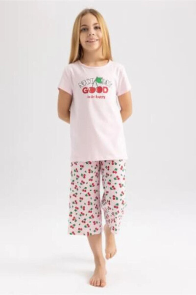 Kız Çocuk Desenli Kısa Kollu Pijama Takım Z6531a623sm