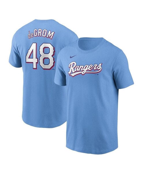 Men's Jacob deGrom Light Blue Texas Rangers Fuse Name Number T-Shirt