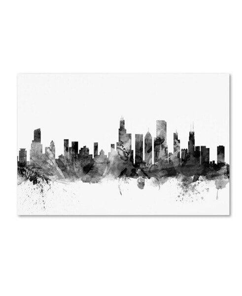 Холст с изображением Чикаго Иллинойс, монохромный Trademark Global Michael Tompsett - 22" x 32"