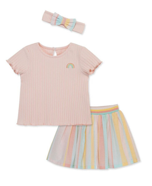 Baby Girls Stripe Fashion Skort Set with Headband