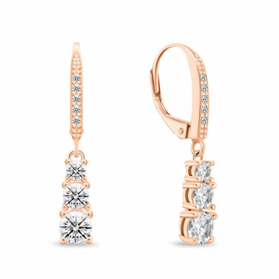 Luxury gold-plated earrings with clear zircons EA1012R