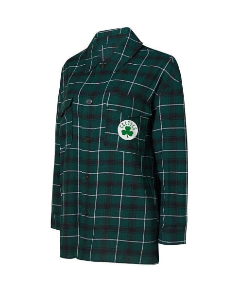Пижама College Concepts женская зеленая охотничья, черная для Бостонских селтиксов "Boyfriend Button-Up"