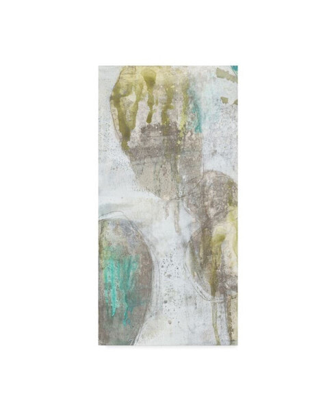 Jennifer Goldberger Citron and Teal Orbs I Canvas Art - 37" x 49"