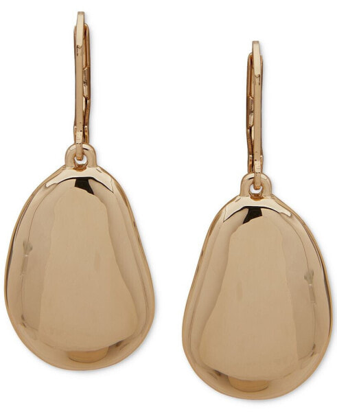 Gold-Tone Large Puffy Pebble Drop Earrings