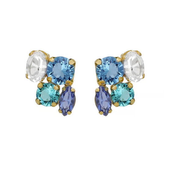 Fashion gold-plated stud earrings with Lisbon crystals A4792-MDT