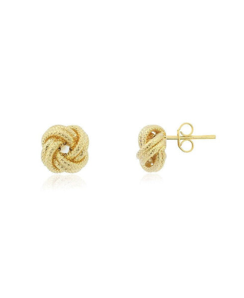 Textured Knot Stud Earrings 14K Gold