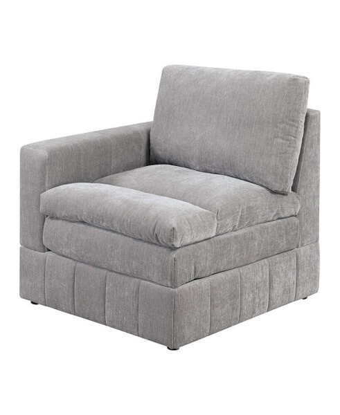 1Pc Laf/Raf One Arm Chair Modular Chair Sectional Sofa Living Room Furniture Granite Morgan Fabric- Suede
