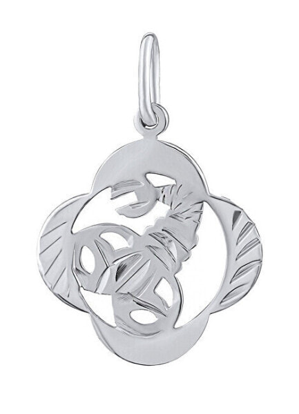 Silver pendant zodiac sign Scorpio - four-leaf clover SILVEGOB10281S11