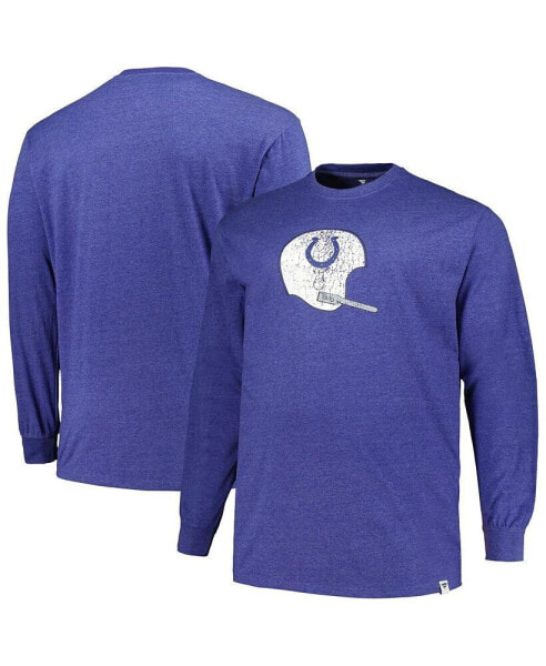 Men's Heather Royal Distressed Indianapolis Colts Big and Tall Throwback Long Sleeve T-Shirt